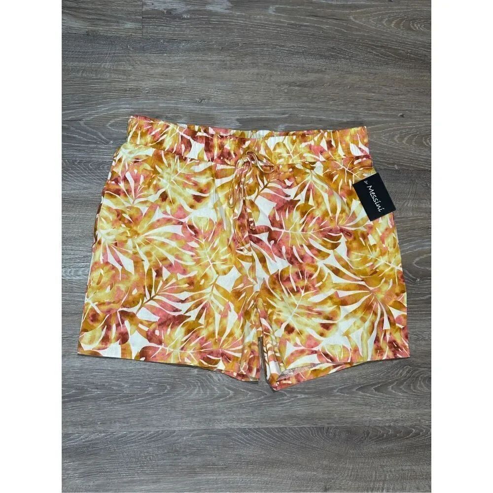Messini tropical palm leaf linen shorts XL